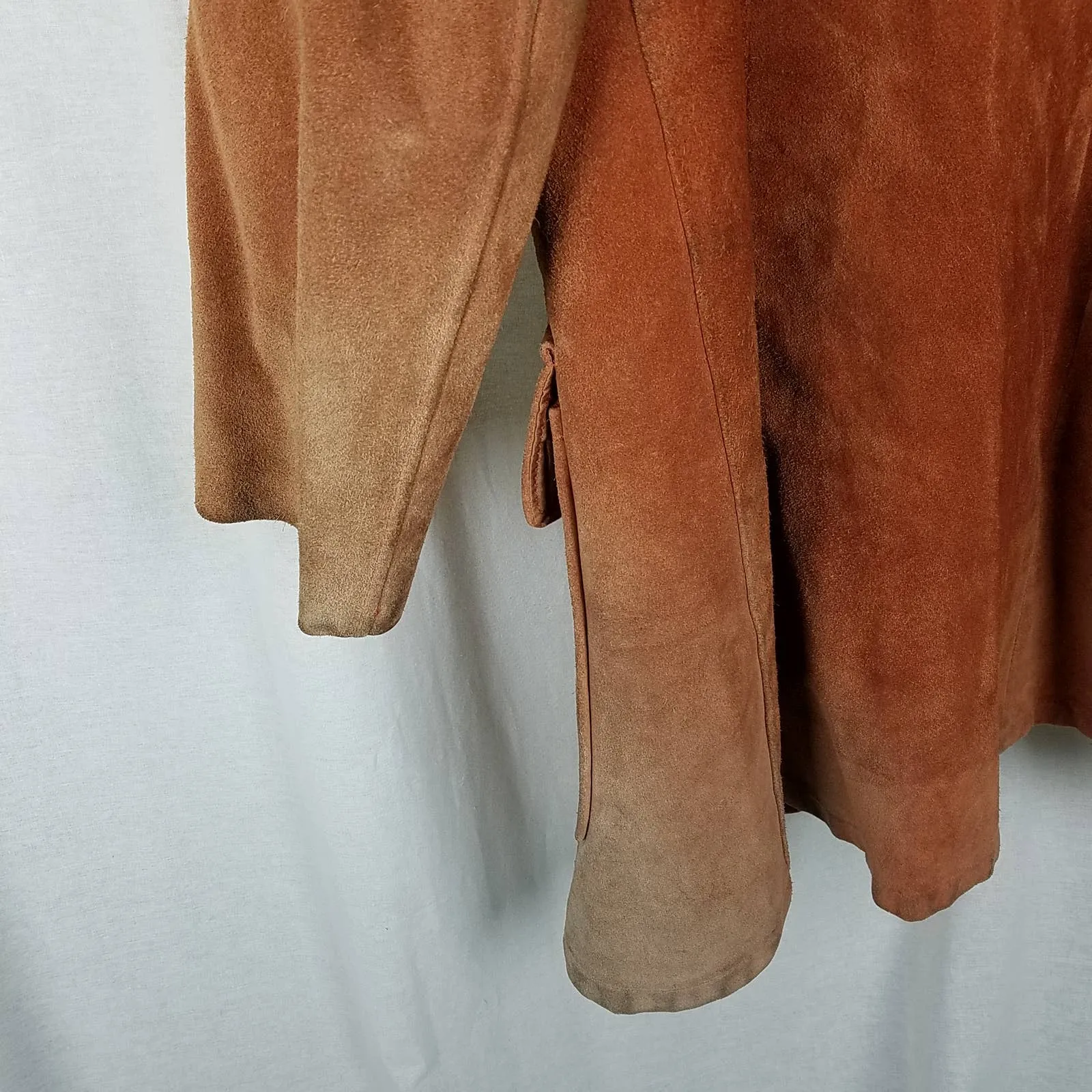 A Robert Lewis Idea Sherpa Shearling Rancher Leather Suede Coat Mens 42 Rust 70s