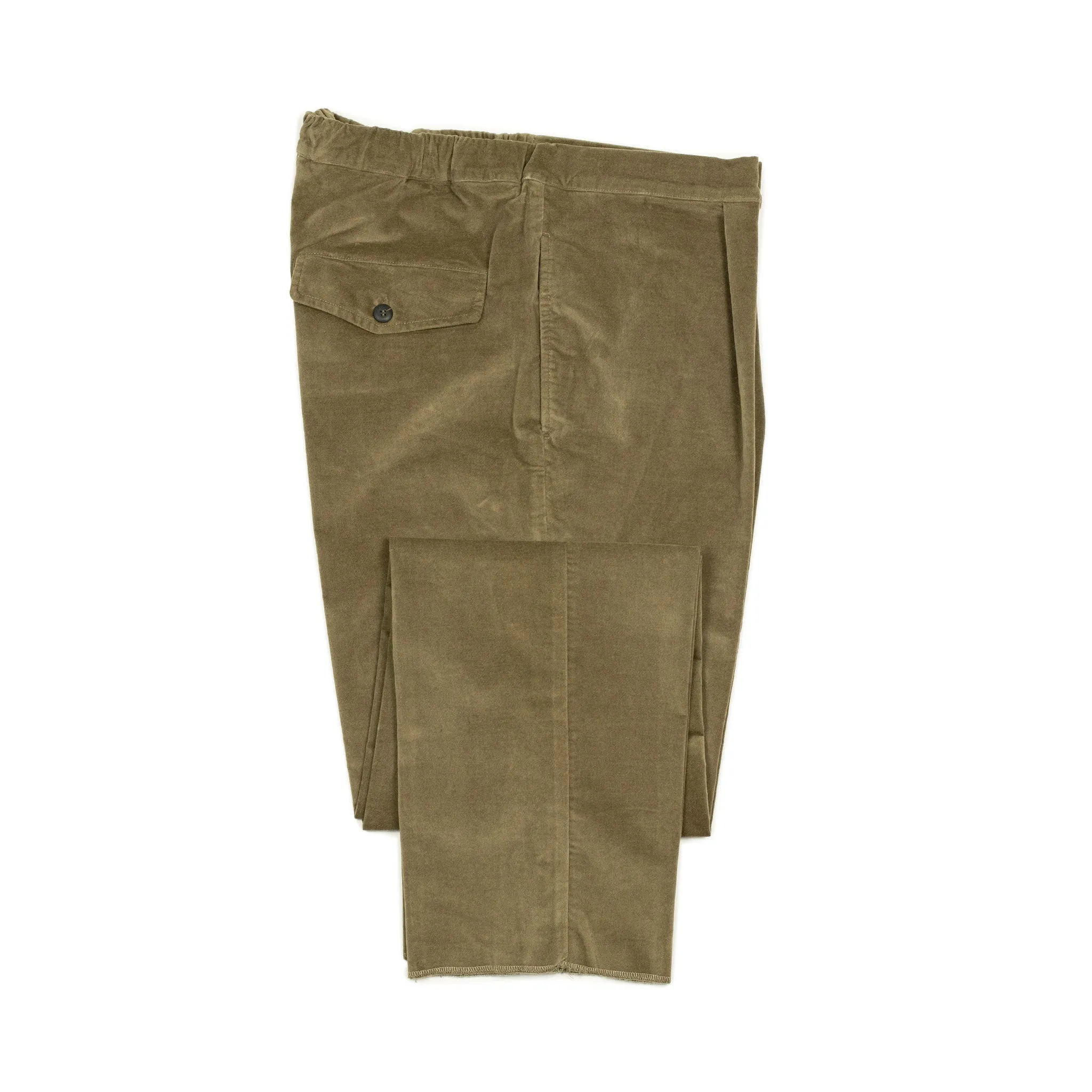 Aavicenna single pleat easy pants in mossy beige cotton velvet