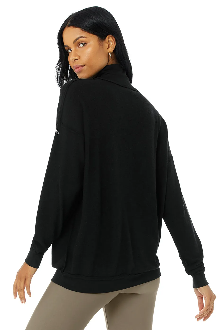 Alolux Soho Mock Neck Pullover - Black