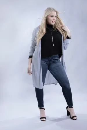 Ambiance Plus Size Side Slit Longline Cardigan