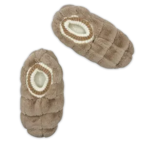 Beige Faux Fur Quilted Fuzzy Babba® Footable Slipper Socks