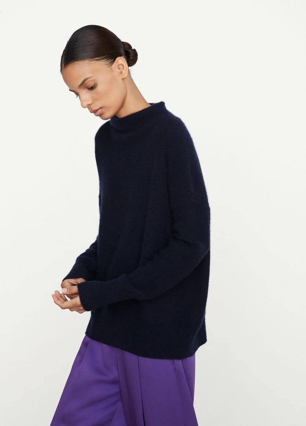 Boiled Funnel Neck Pullover in Coastal Blue