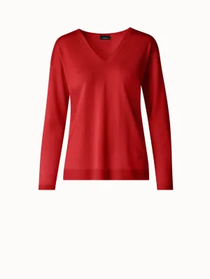 Cashmere Silk Fine Gauge V-neck Knit