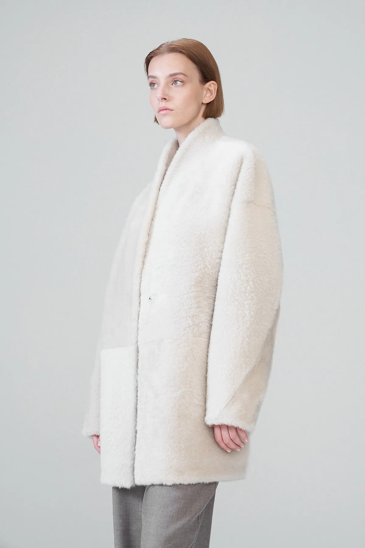 Celya - Cream Shearling Coat