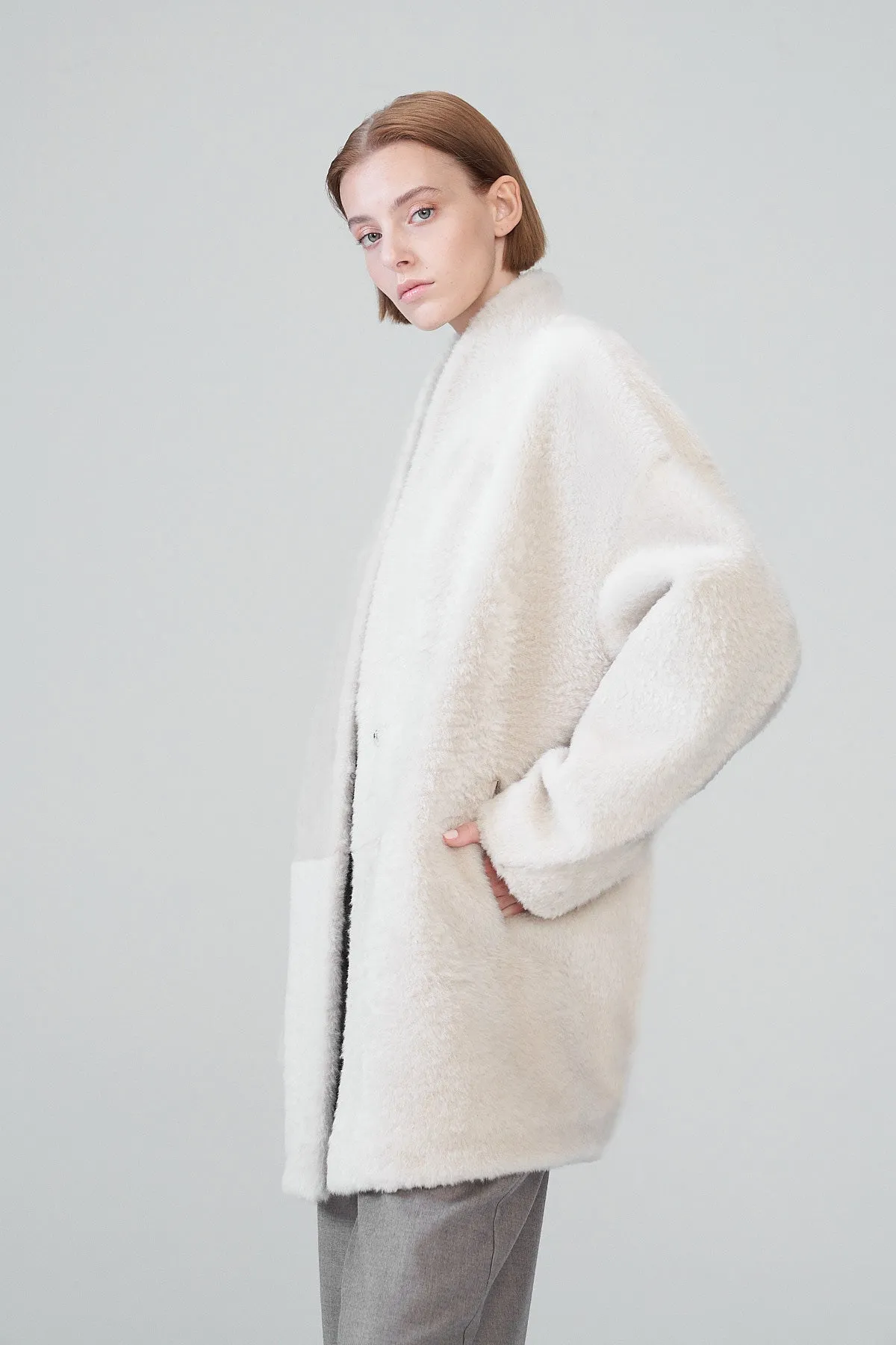 Celya - Cream Shearling Coat