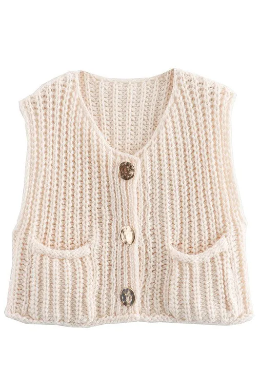 Chunky Knit Vest Beige