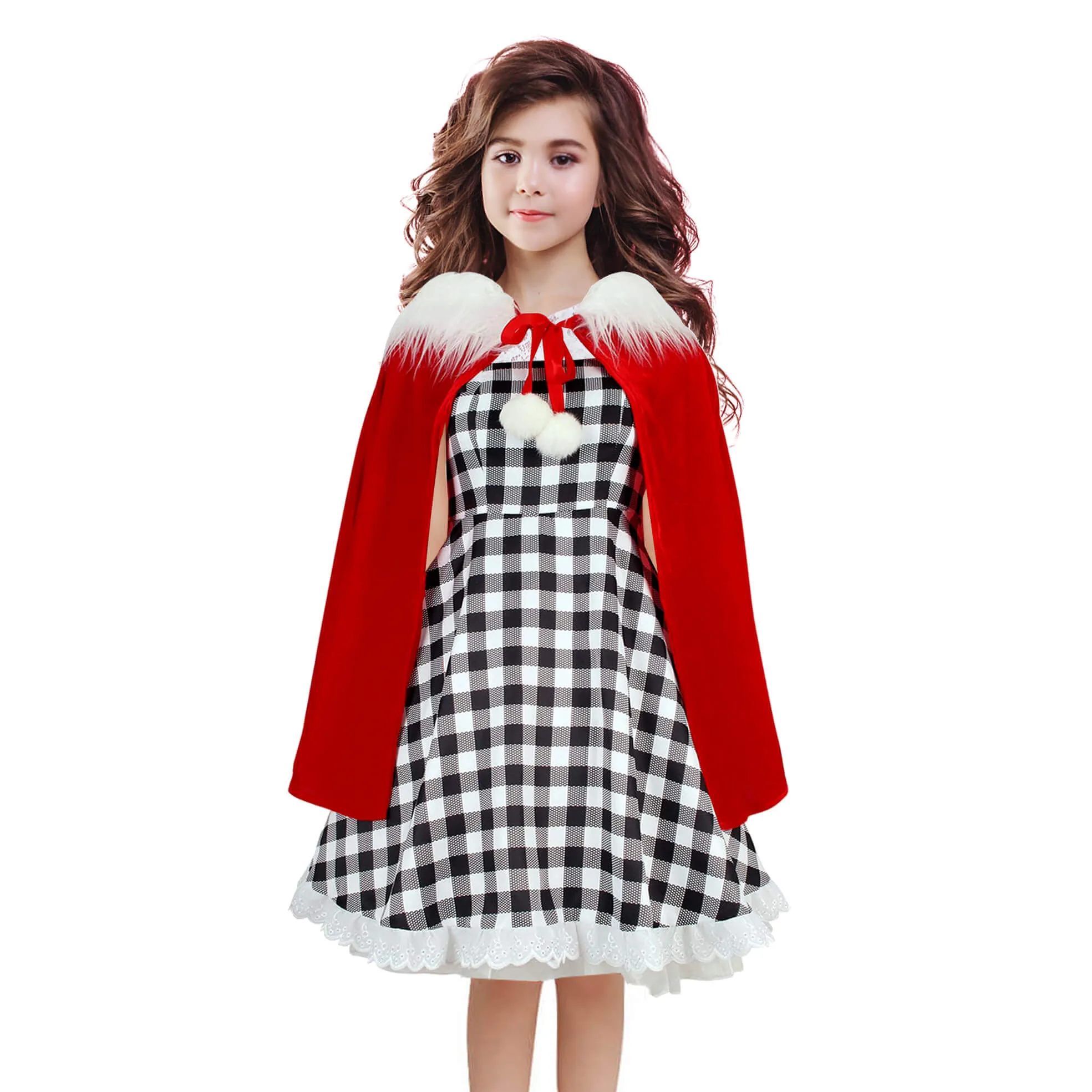 Cindy Lou Who Costume Kids Adult Christmas Hooded Cape Dress Pantyhose and Gloves 4pcs Suit