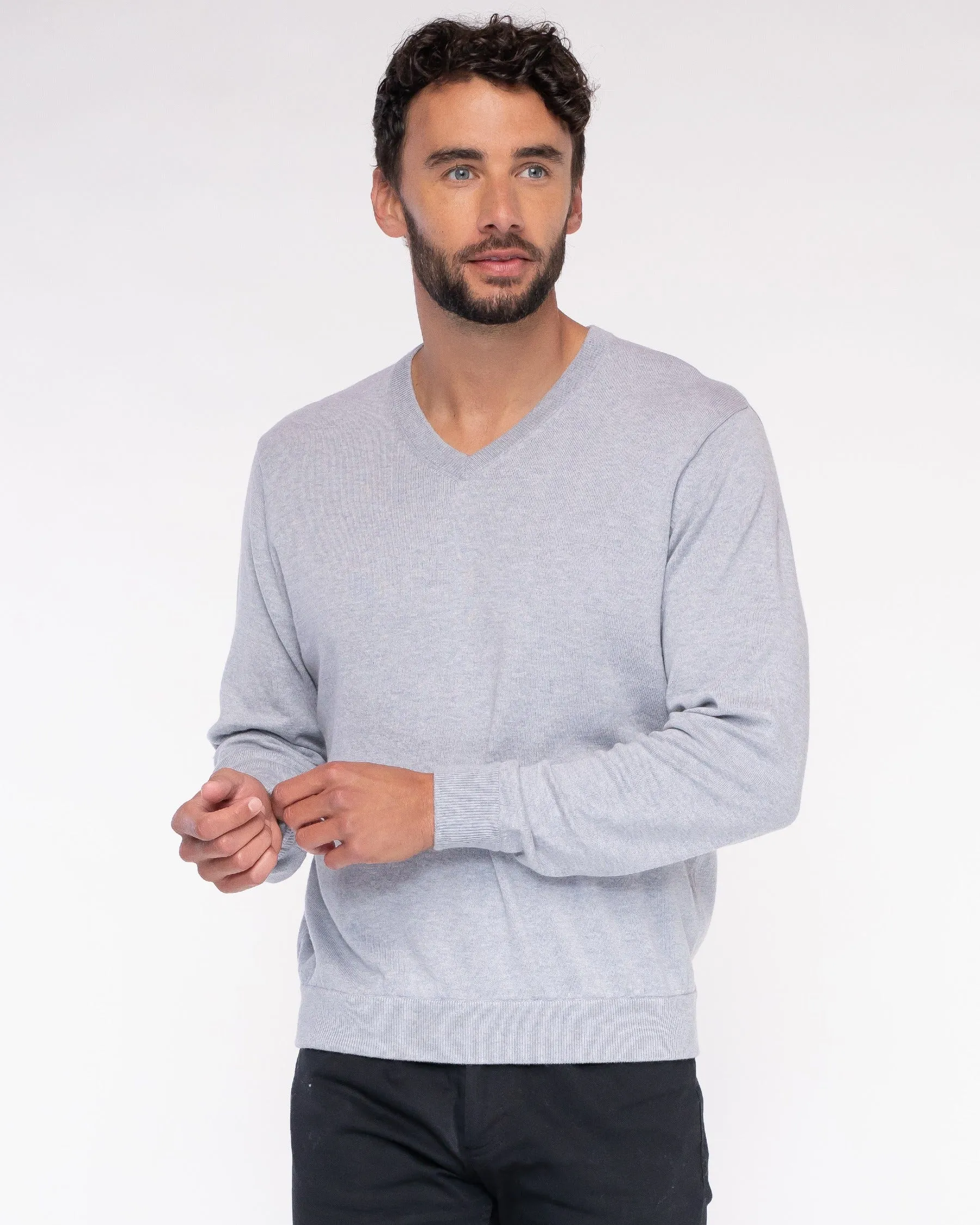 Cotton Cashmere Classic V-Neck Sweater (Choice of Colors) by Alashan Cashmere