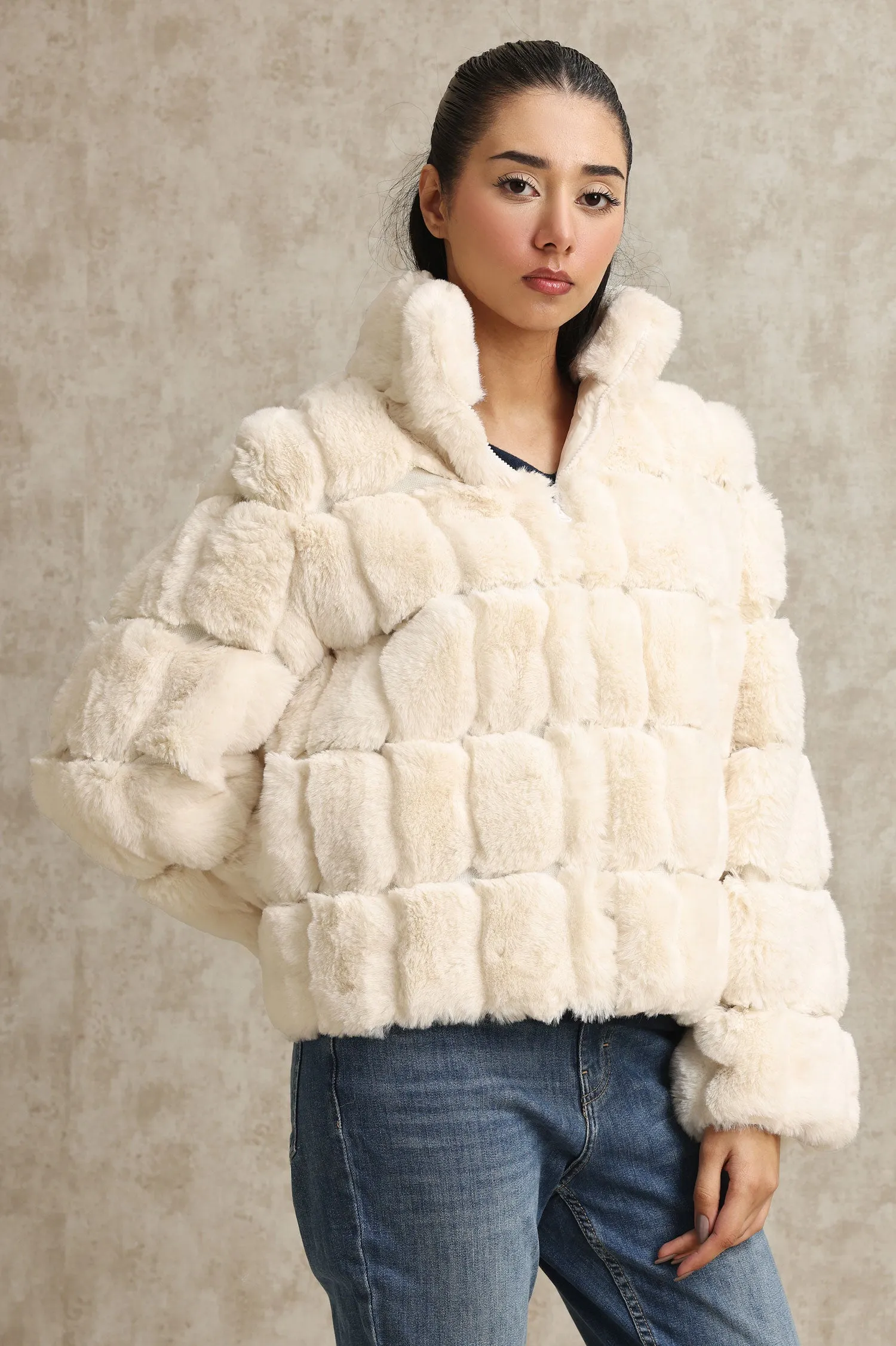 COZY FAUX FUR JACKET-WHITE