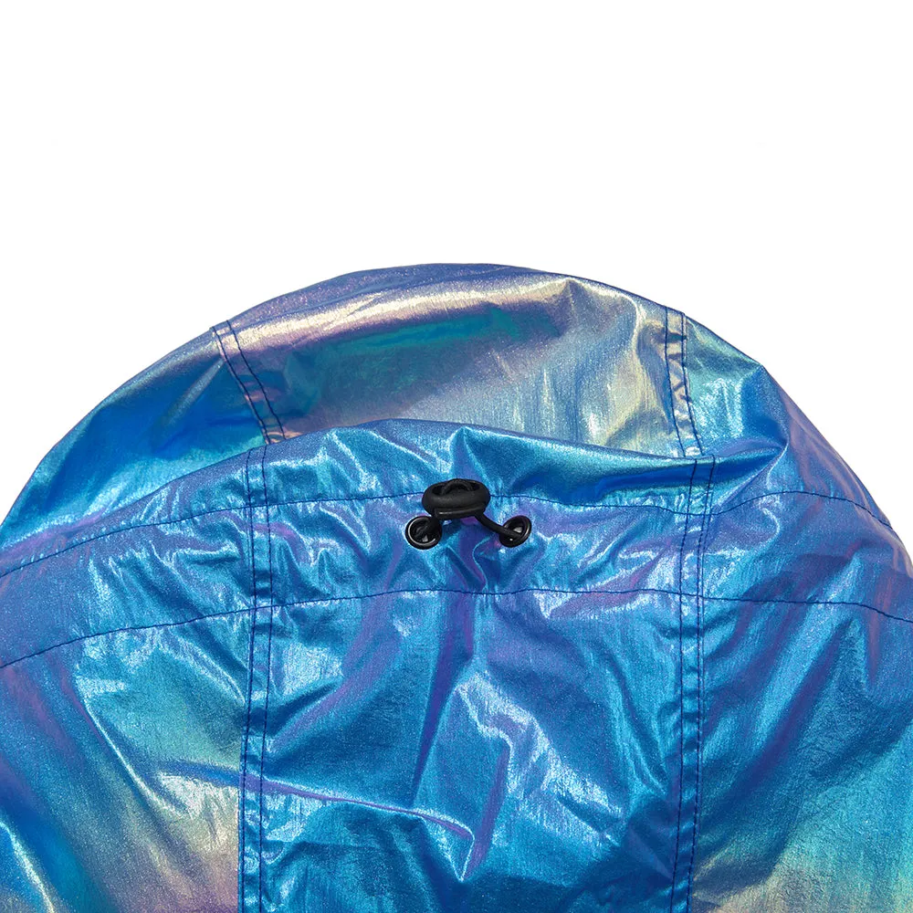 COZY HOODED ANORAK JACKET HOLOGRAM BLUE