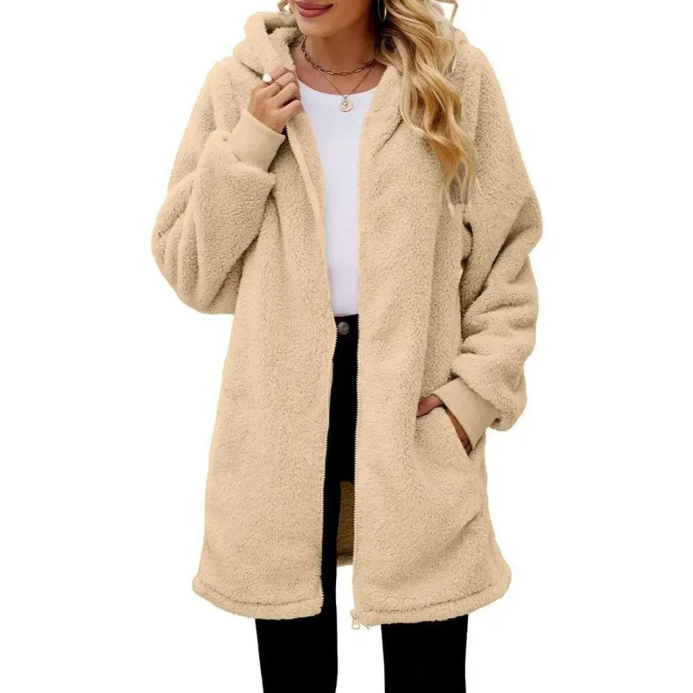 Cozy Long Sleeve Hooded Jacket Elevates Luxury Fashion for Women