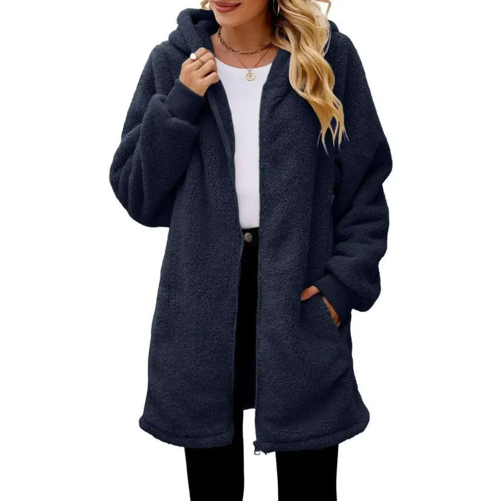 Cozy Long Sleeve Hooded Jacket Elevates Luxury Fashion for Women