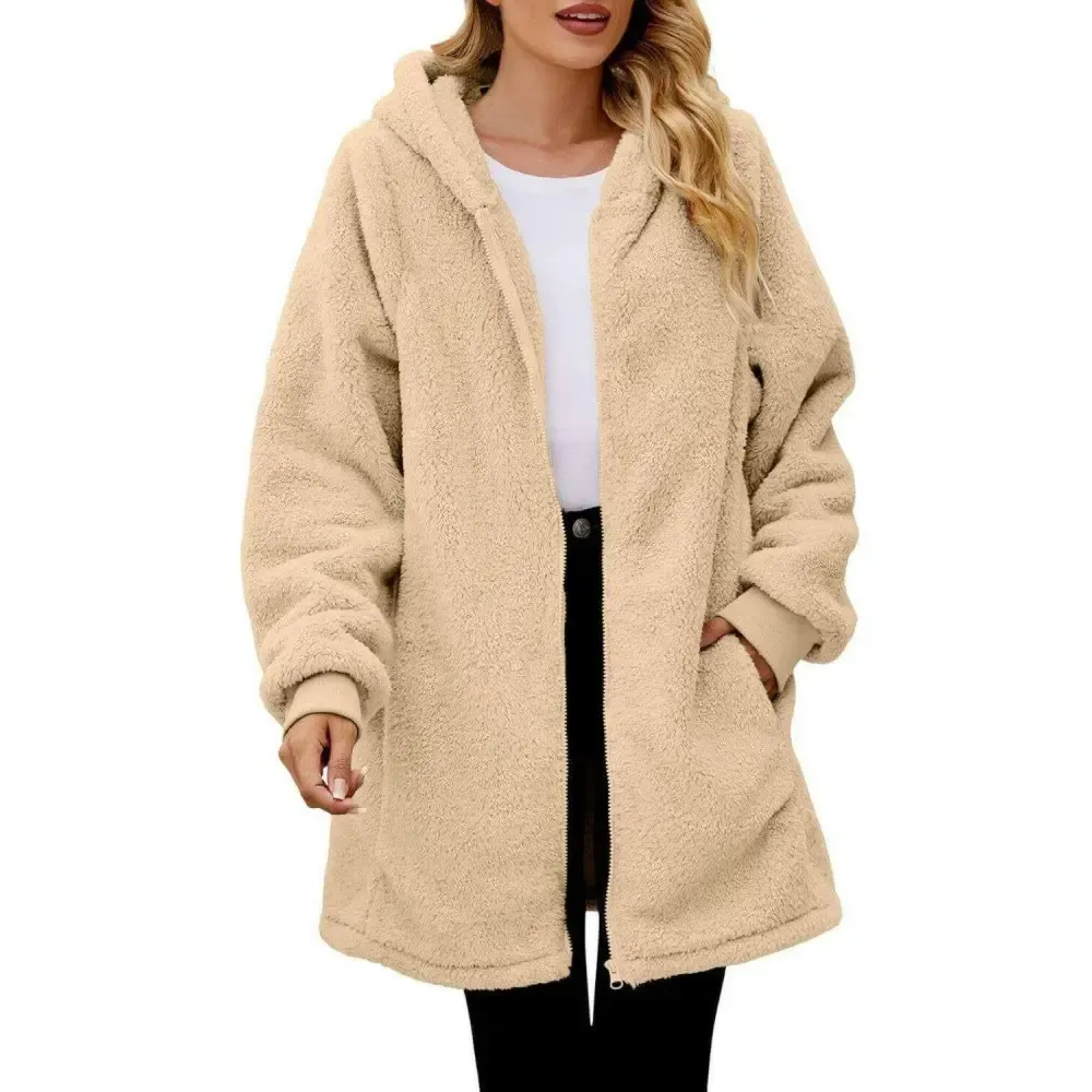 Cozy Long Sleeve Hooded Jacket Elevates Luxury Fashion for Women