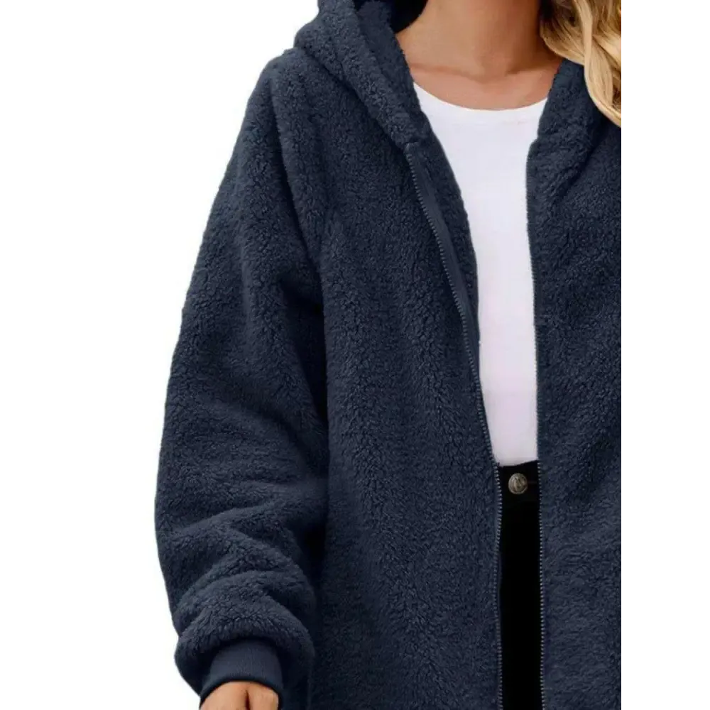 Cozy Long Sleeve Hooded Jacket Elevates Luxury Fashion for Women