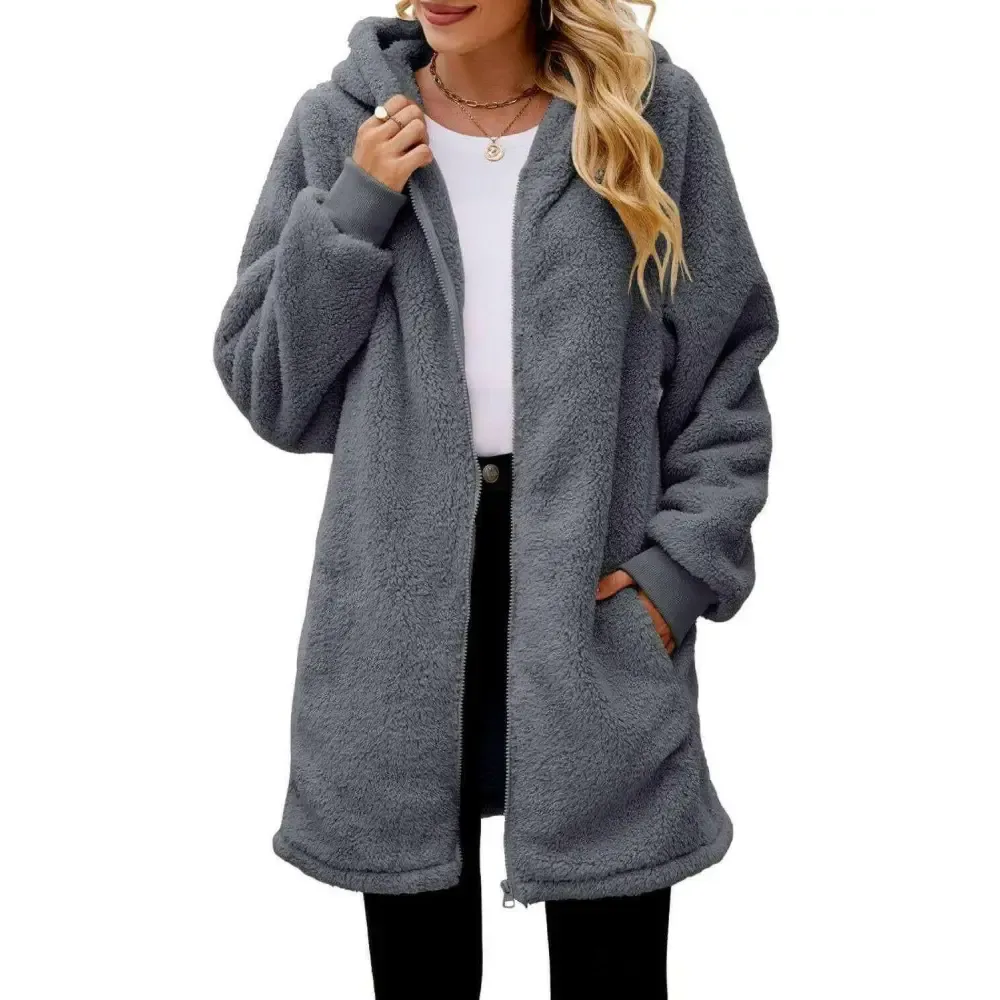 Cozy Long Sleeve Hooded Jacket Elevates Luxury Fashion for Women