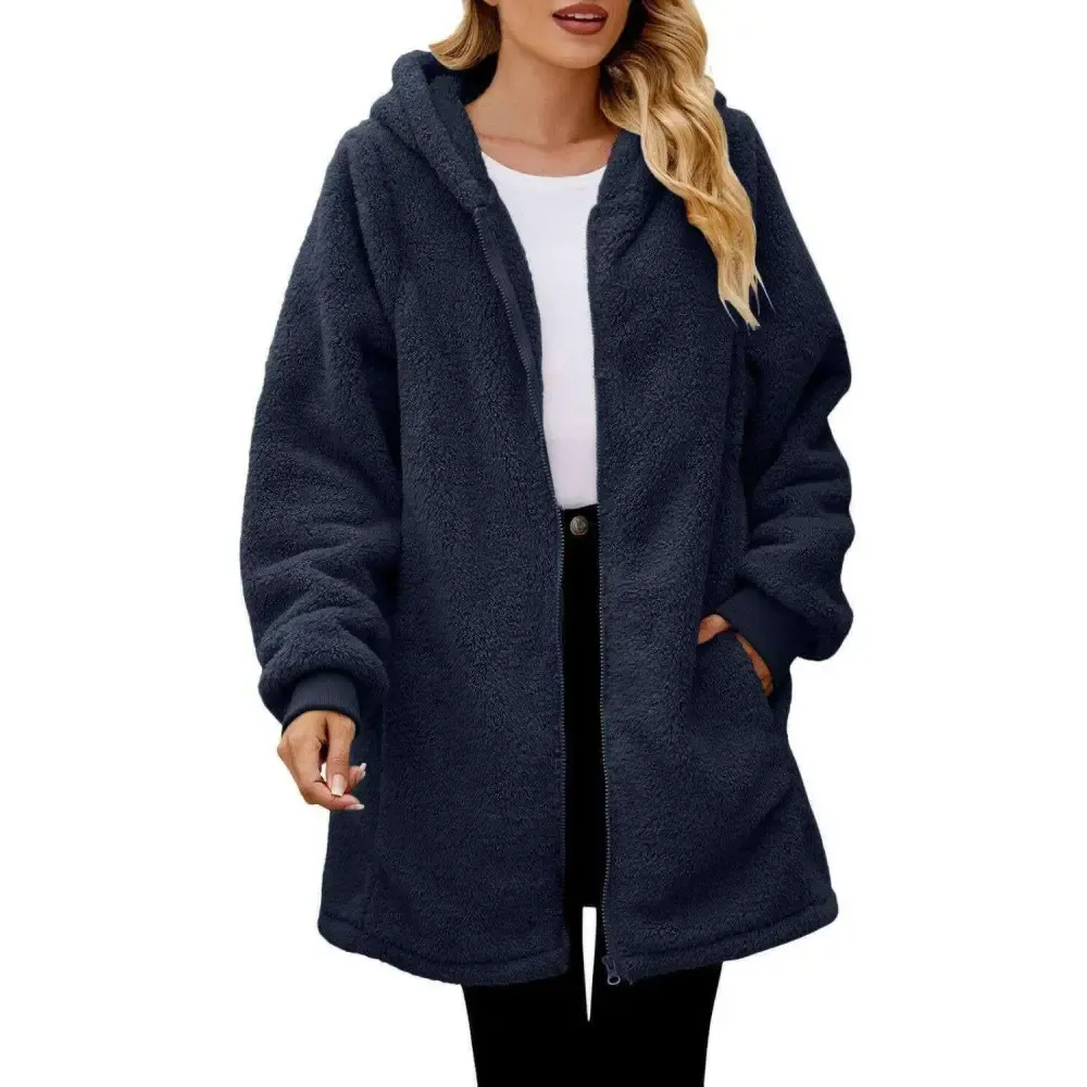 Cozy Long Sleeve Hooded Jacket Elevates Luxury Fashion for Women