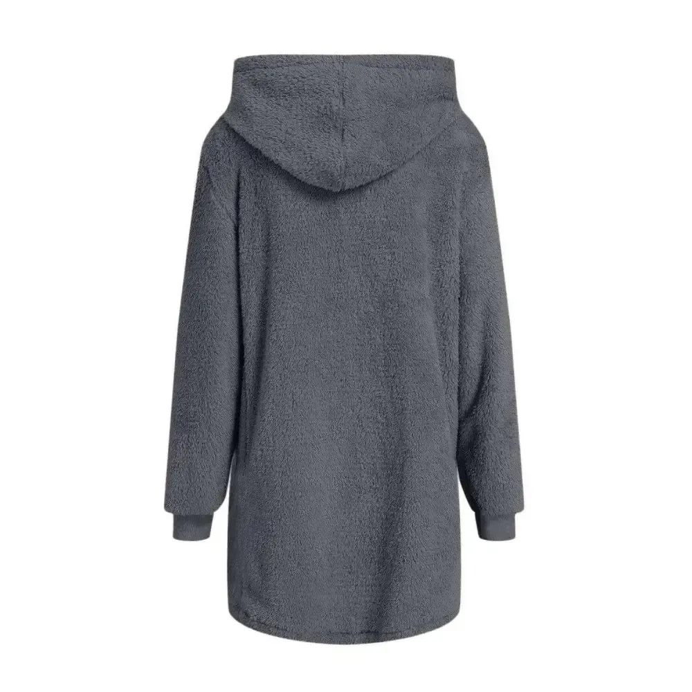 Cozy Long Sleeve Hooded Jacket Elevates Luxury Fashion for Women