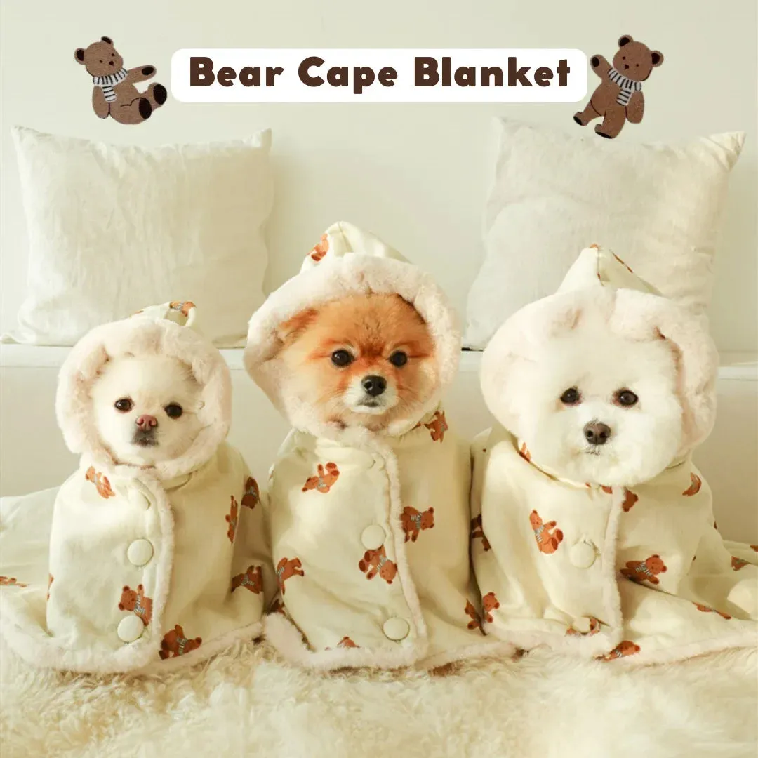 Cute Dog Blanket Pet Cloak Winter Warm Fleece Blanket Korean Scarf Cute Bear Pet Cape Rabbit Wool Blanket Dog Warm Cape Sleeping Cover