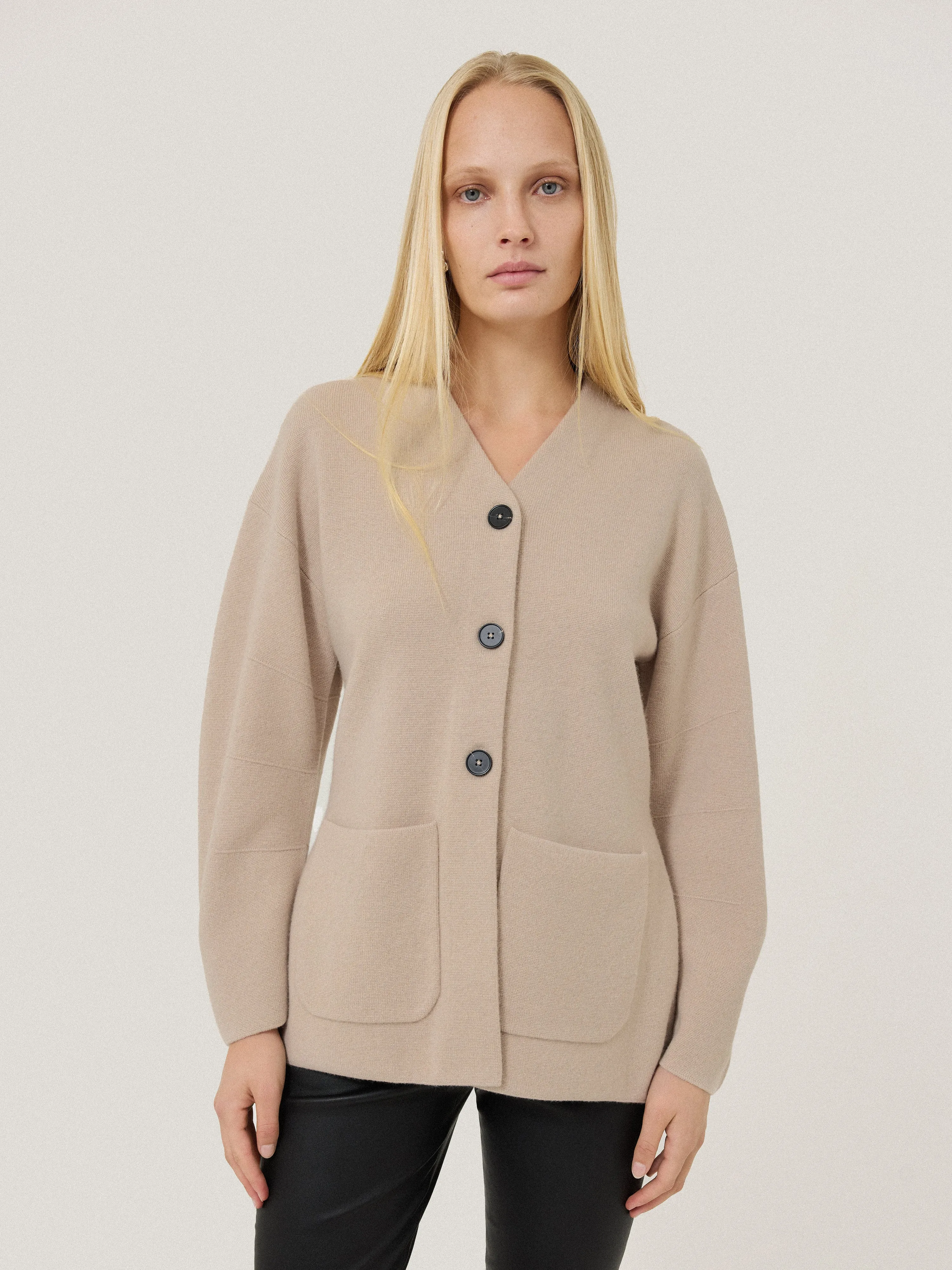 Darted Longline Knit Jacket | Cream