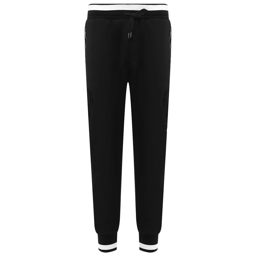 Dolce & Gabbana Elegant Velvet Logo Cotton Trousers