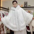 Fashion Elegant Faux Fur Trims Mink Cashmere Fleece Cape Women Cheongsam Wedding Dress Shawl Cloak Short Coat Winter Autumn