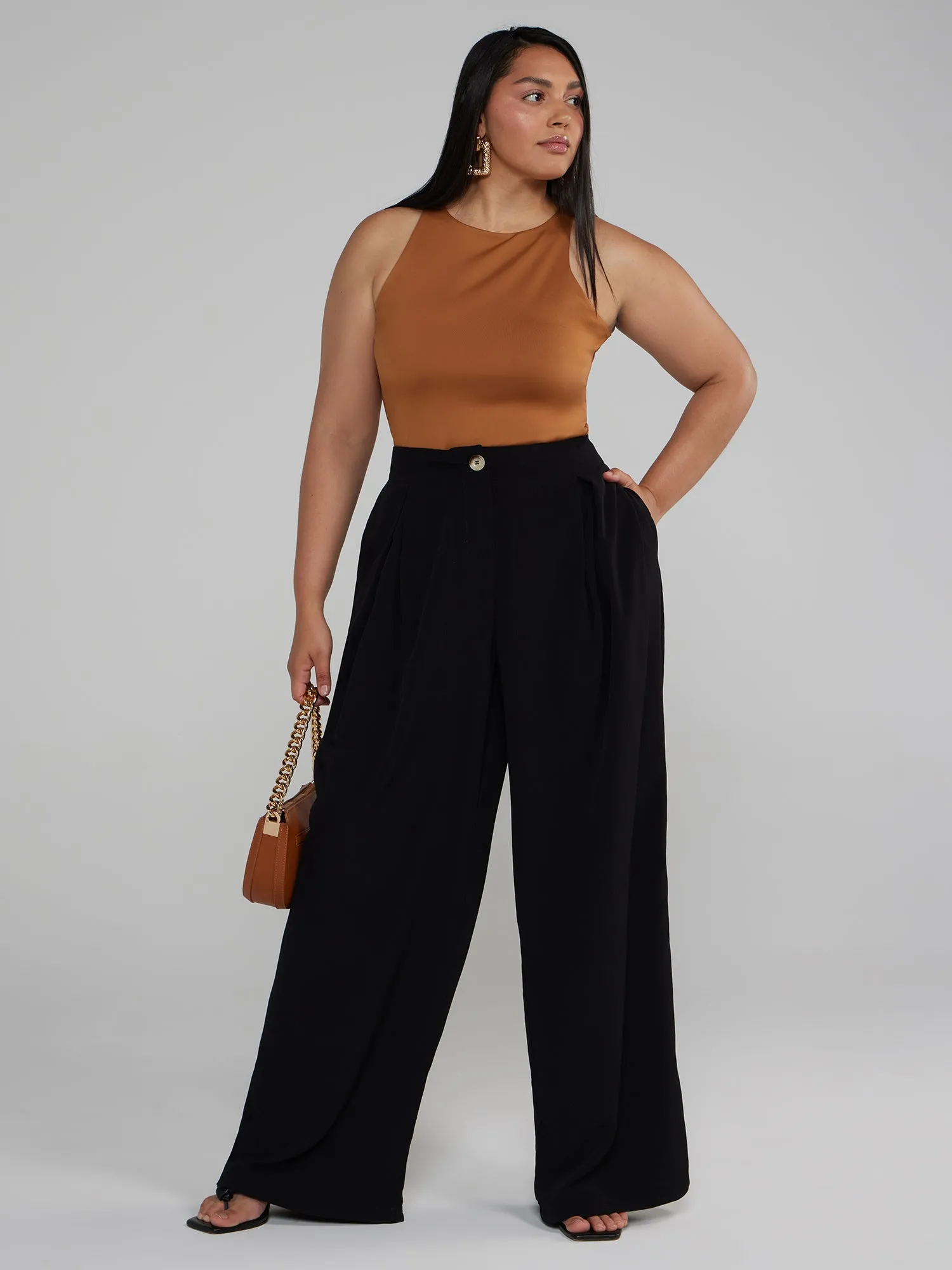 Fashion To Figure - Wide Leg Pleated Pants