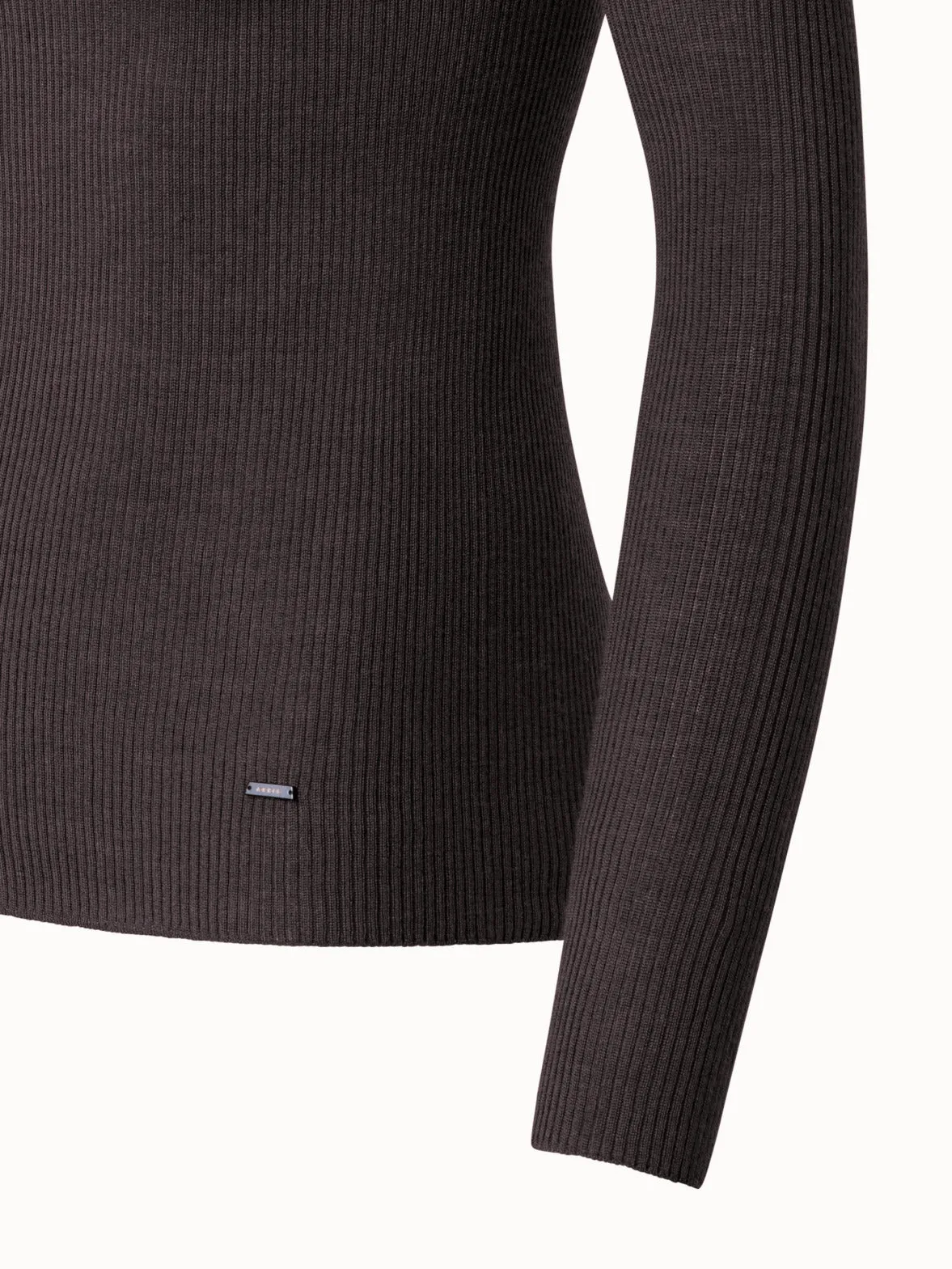 Fine Rib Cashmere Mock Neck Sweater