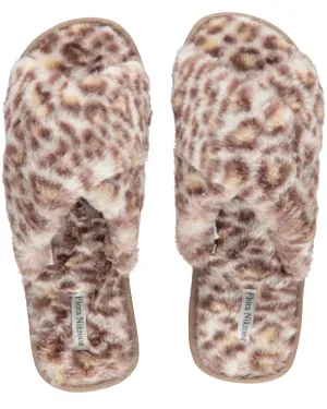 Flora Nikrooz Beige Victoria Teddy Criss Cross Slippers