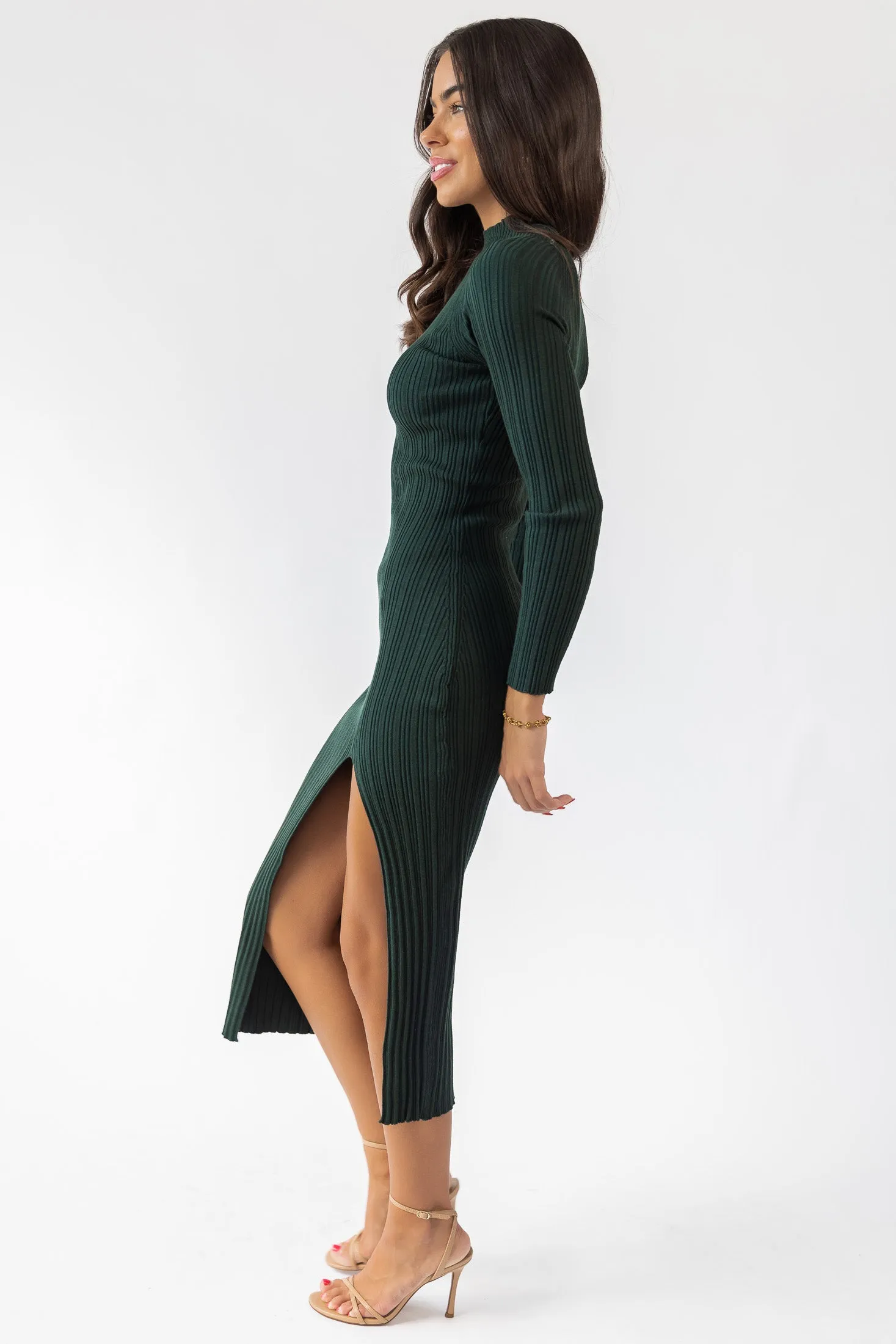 Flynn Green Knit Midi Dress - Final Sale