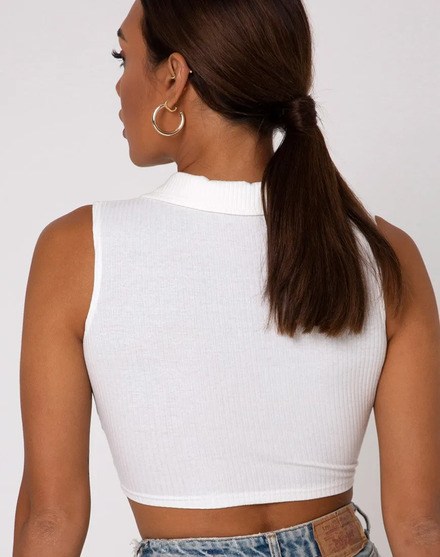 Guaco Crop  Top in Rib Ivory