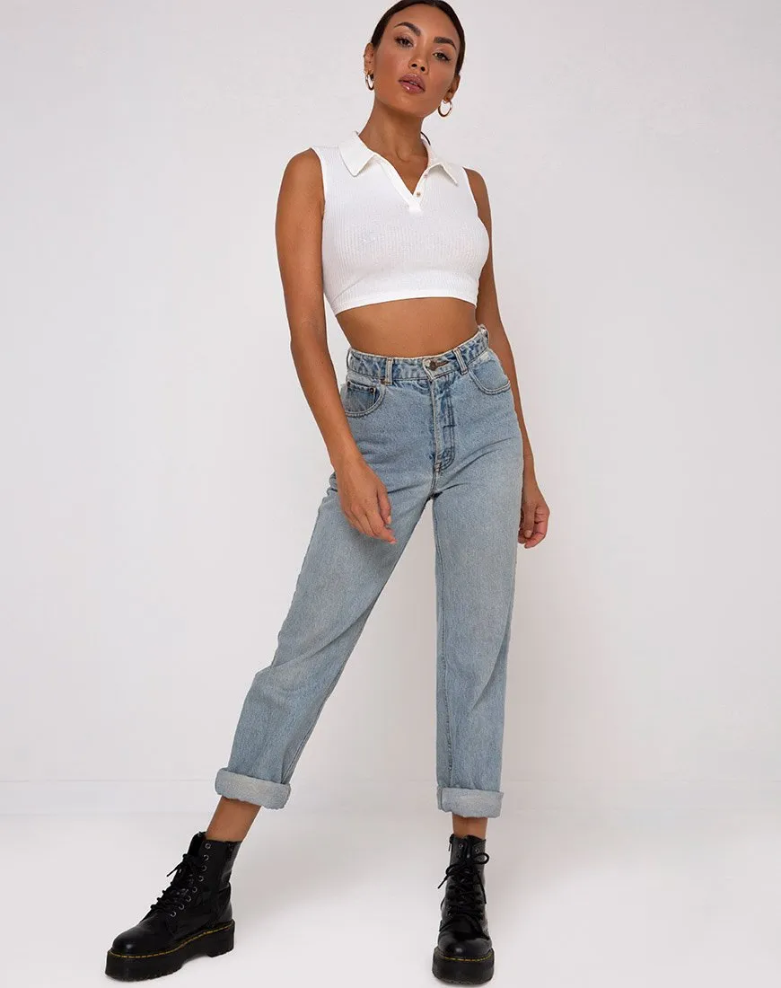 Guaco Crop  Top in Rib Ivory