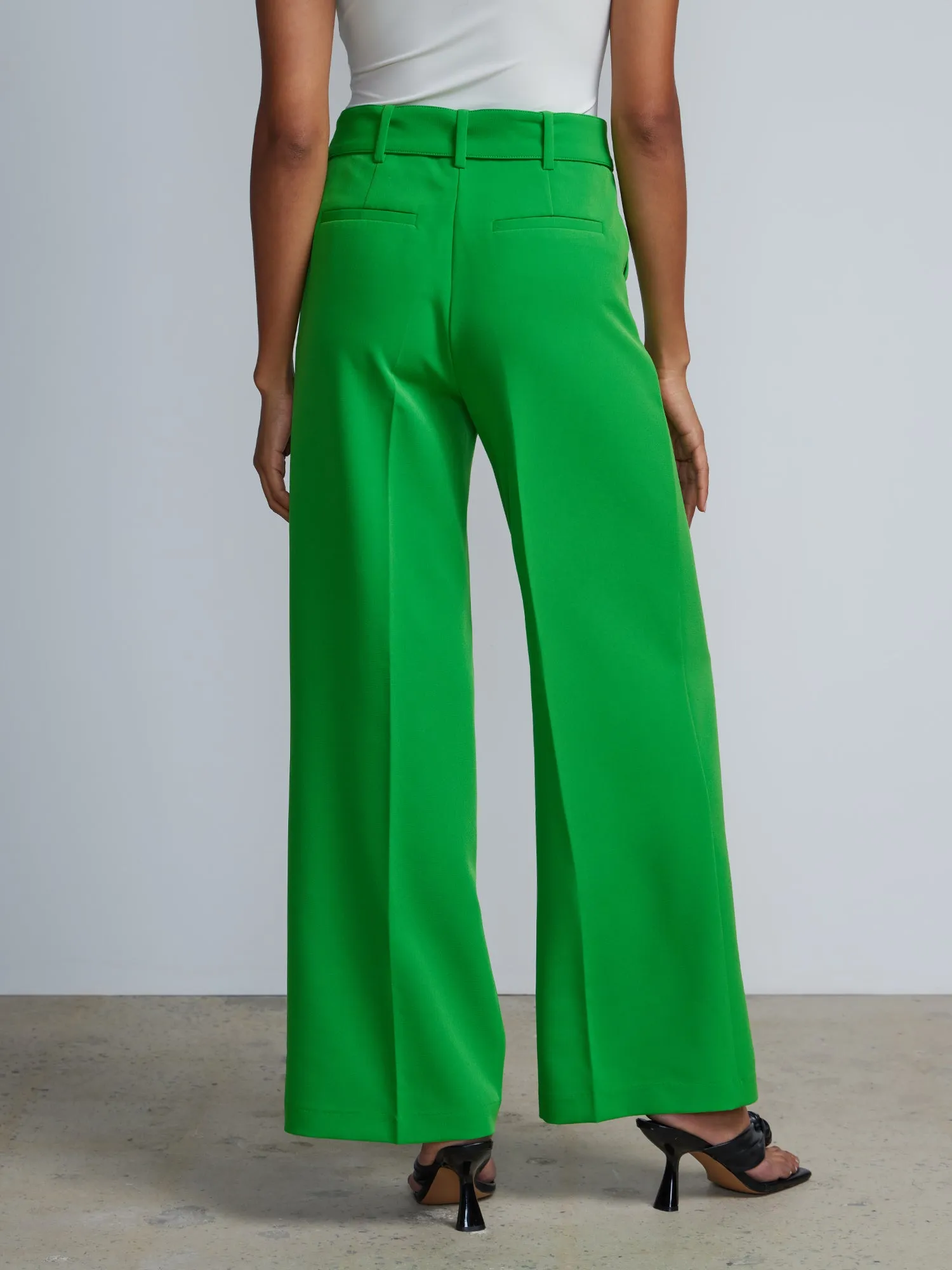 High Rise D-Ring Belt Wide Leg Pants