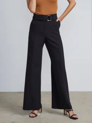 High Rise D-Ring Belt Wide Leg Pants