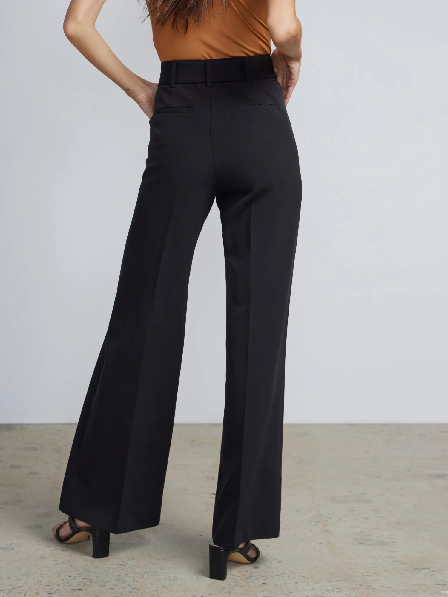 High Rise D-Ring Belt Wide Leg Pants