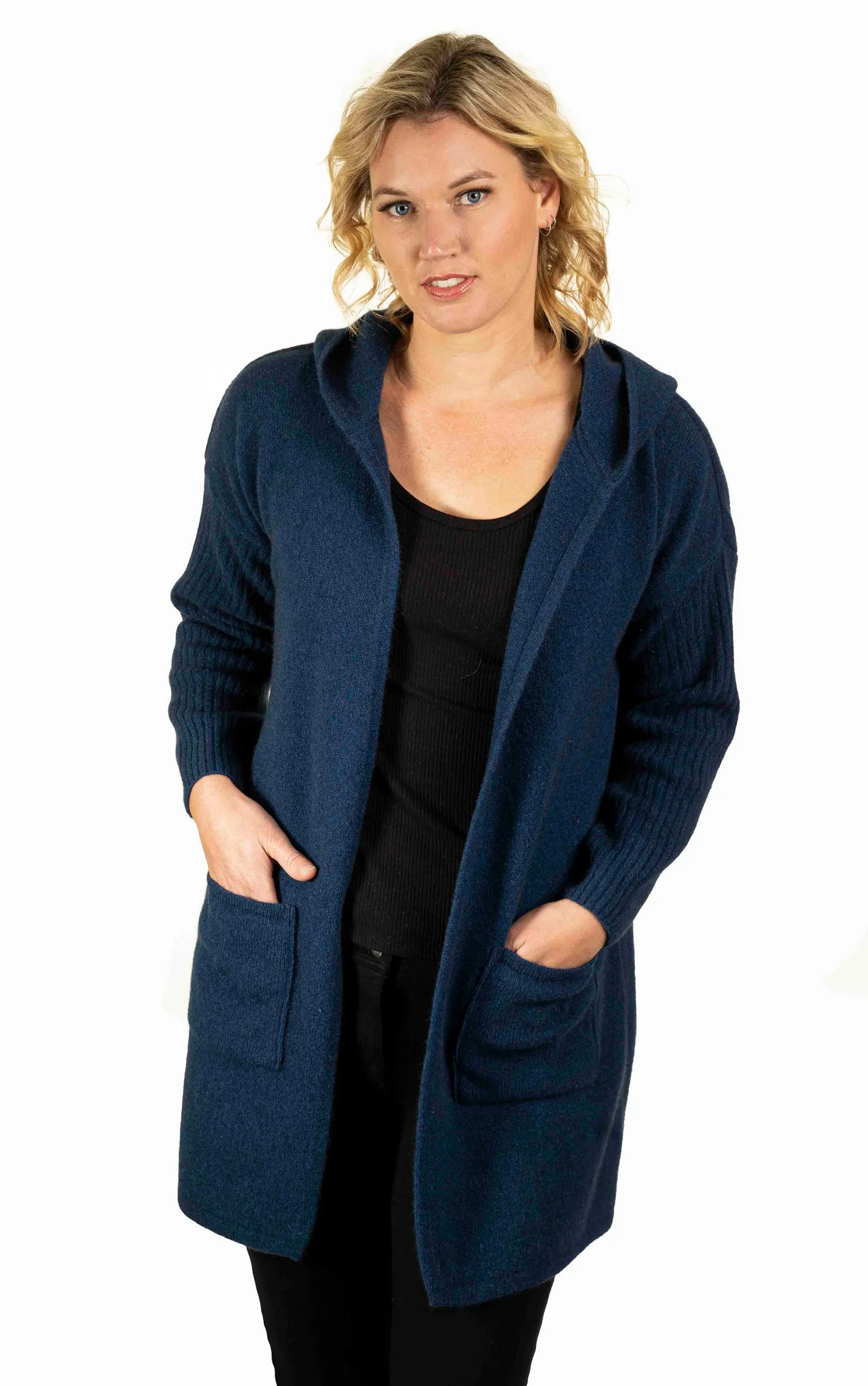 HOODED LONGLINE CARDIGAN