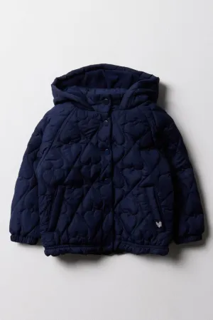 Hooded Quilted Jacket Navy