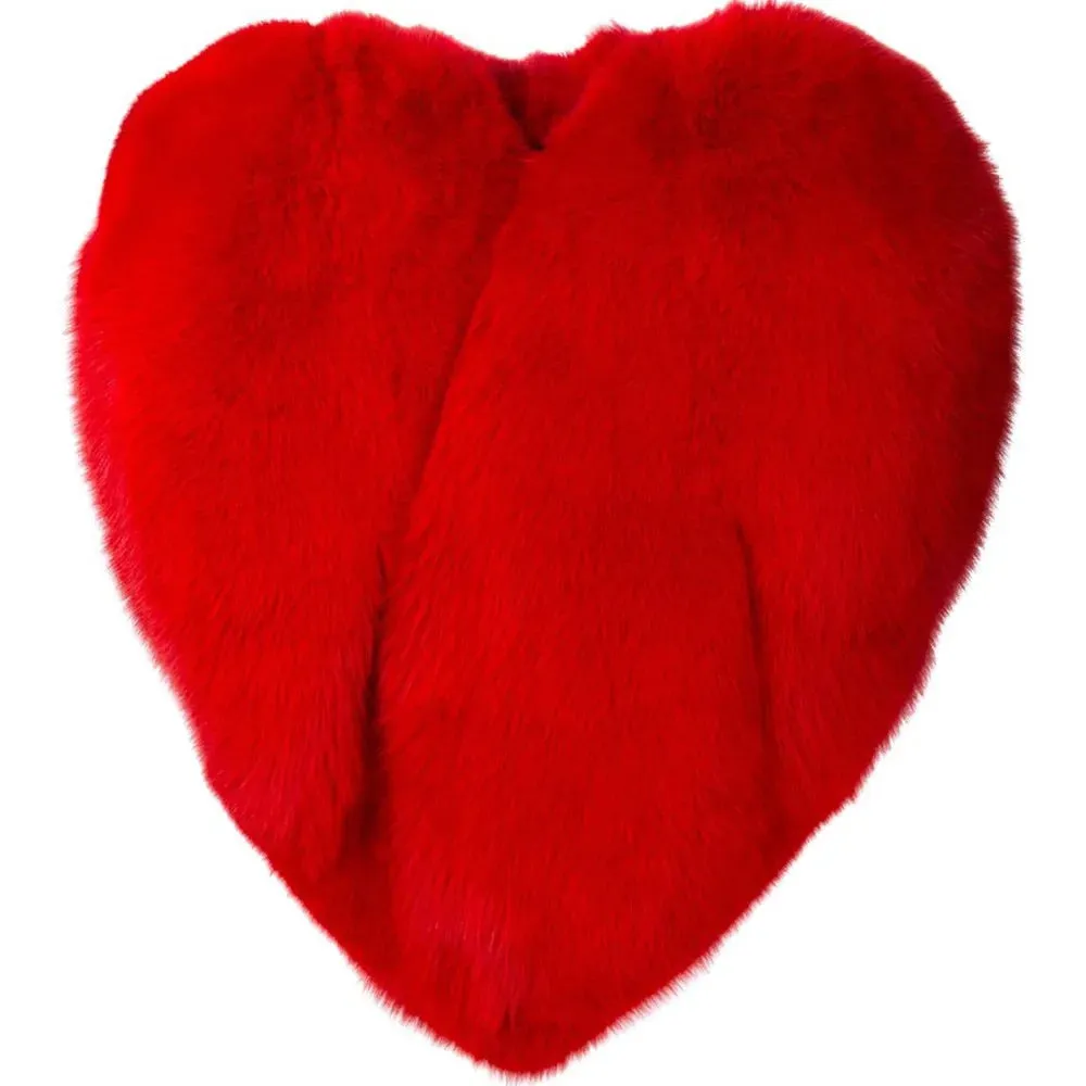 India Stylish 3D Red Love Heart Shaped Cape Faux Fox Fur Thick Warm (Celebrity)