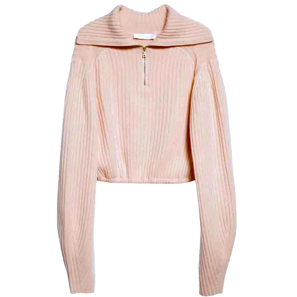 Jonathan Simkhai Janae Cropped Cashmere Zip Front Sweater