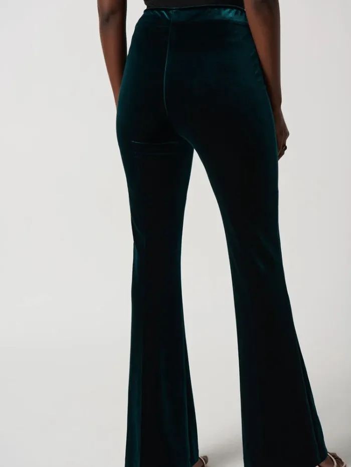 Joseph Ribkoff Velvet Flared Pull-On Trousers In Dark Green 234289 Col 7729