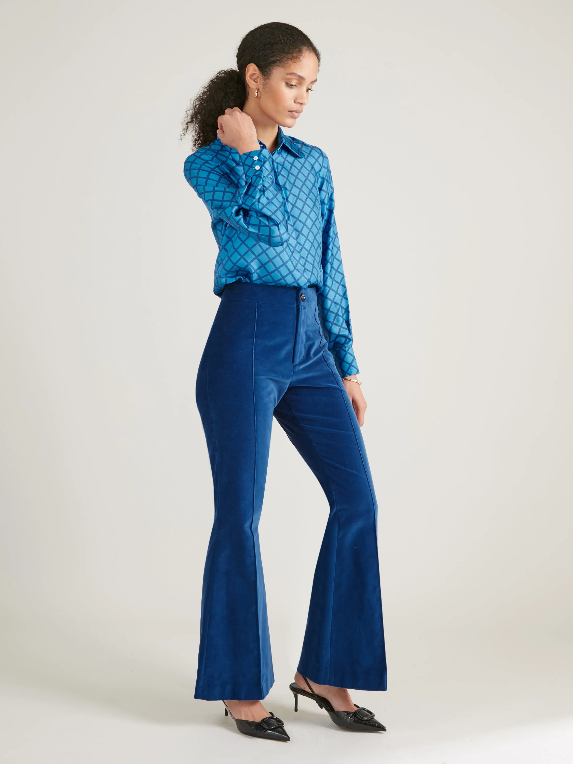 Kelly Midnight Blue Velvet trousers