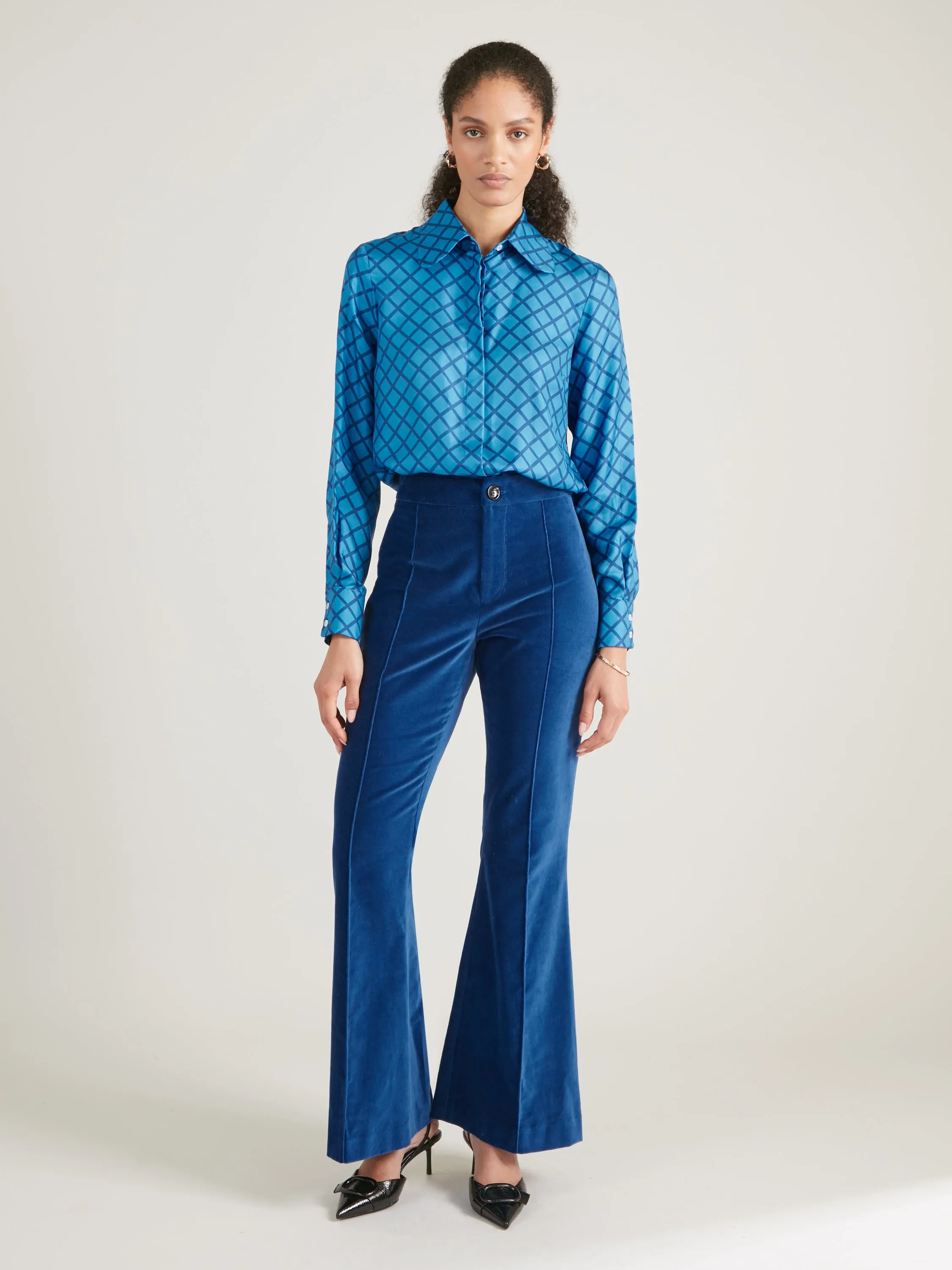 Kelly Midnight Blue Velvet trousers