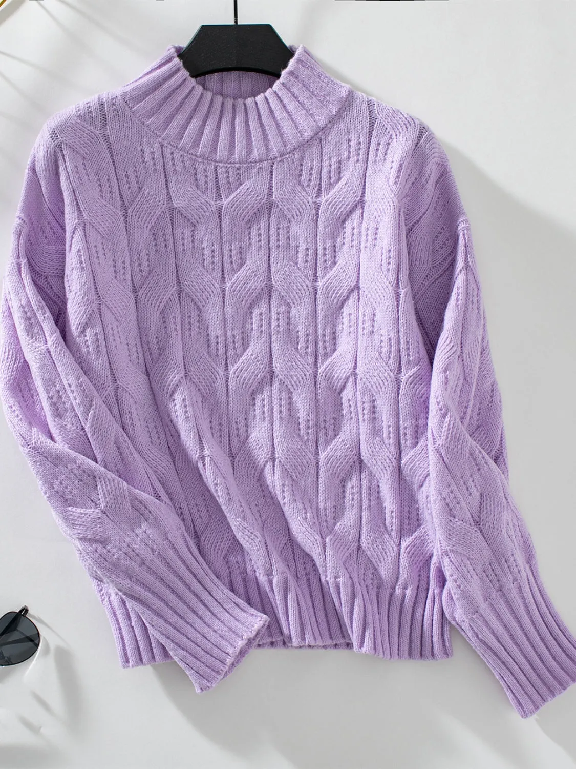 Knitted Mock Neck Long Sleeve Sweater