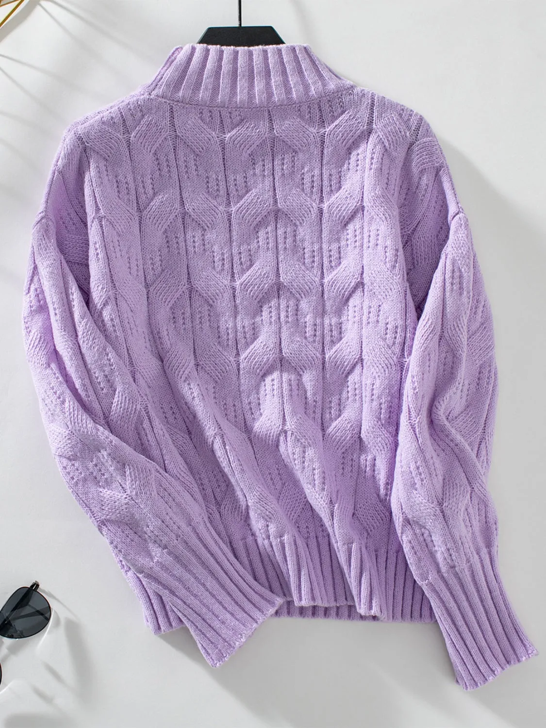 Knitted Mock Neck Long Sleeve Sweater