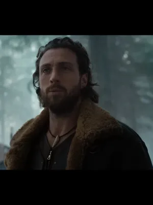 Kraven The Hunter 2024 Aaron Taylor-Johnson Brown Shearling Jacket