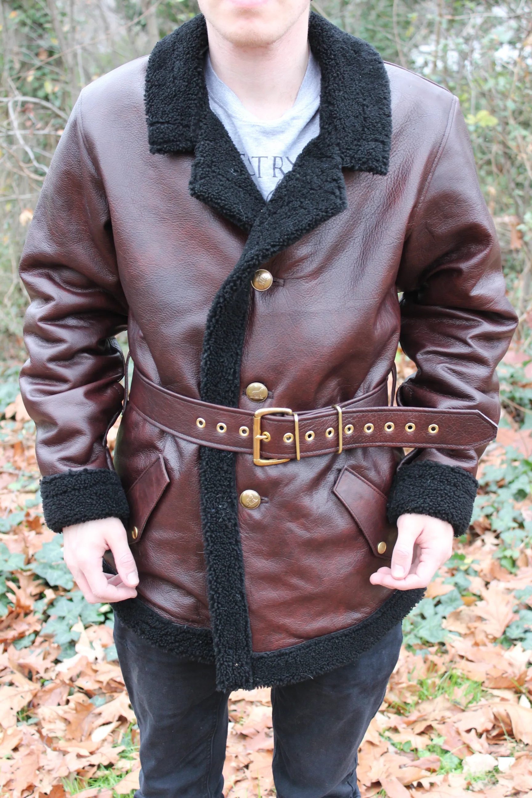 Leather and Shearling Coat