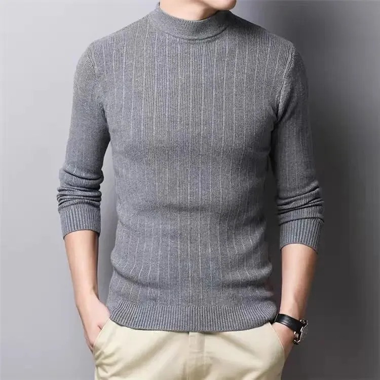 Luexco Mens Mock Neck Long Sleeve Ribbed Shirt