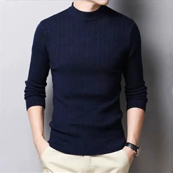 Luexco Mens Mock Neck Long Sleeve Ribbed Shirt