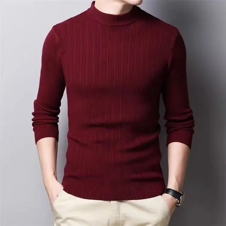 Luexco Mens Mock Neck Long Sleeve Ribbed Shirt