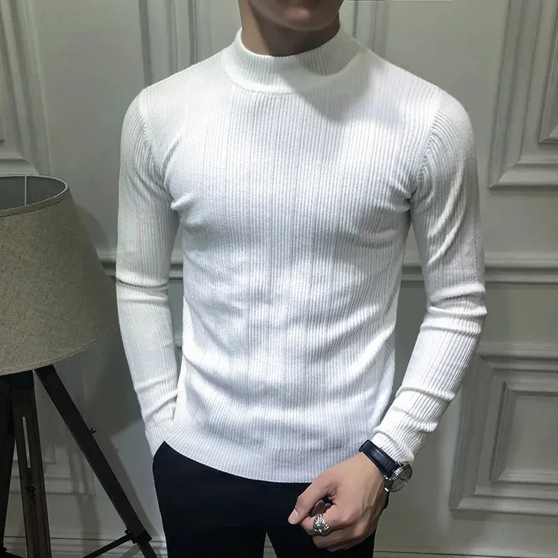 Luexco Mens Mock Neck Long Sleeve Ribbed Shirt