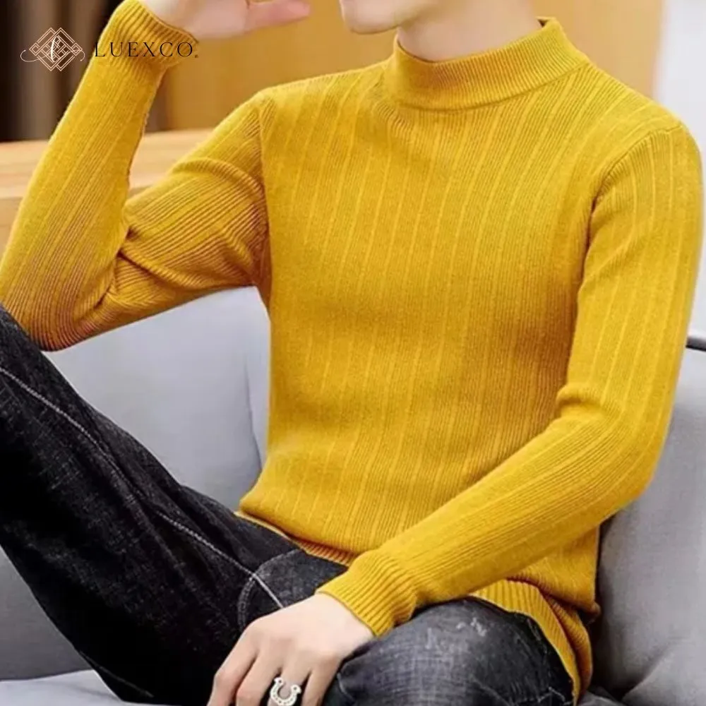 Luexco Mens Mock Neck Long Sleeve Ribbed Shirt